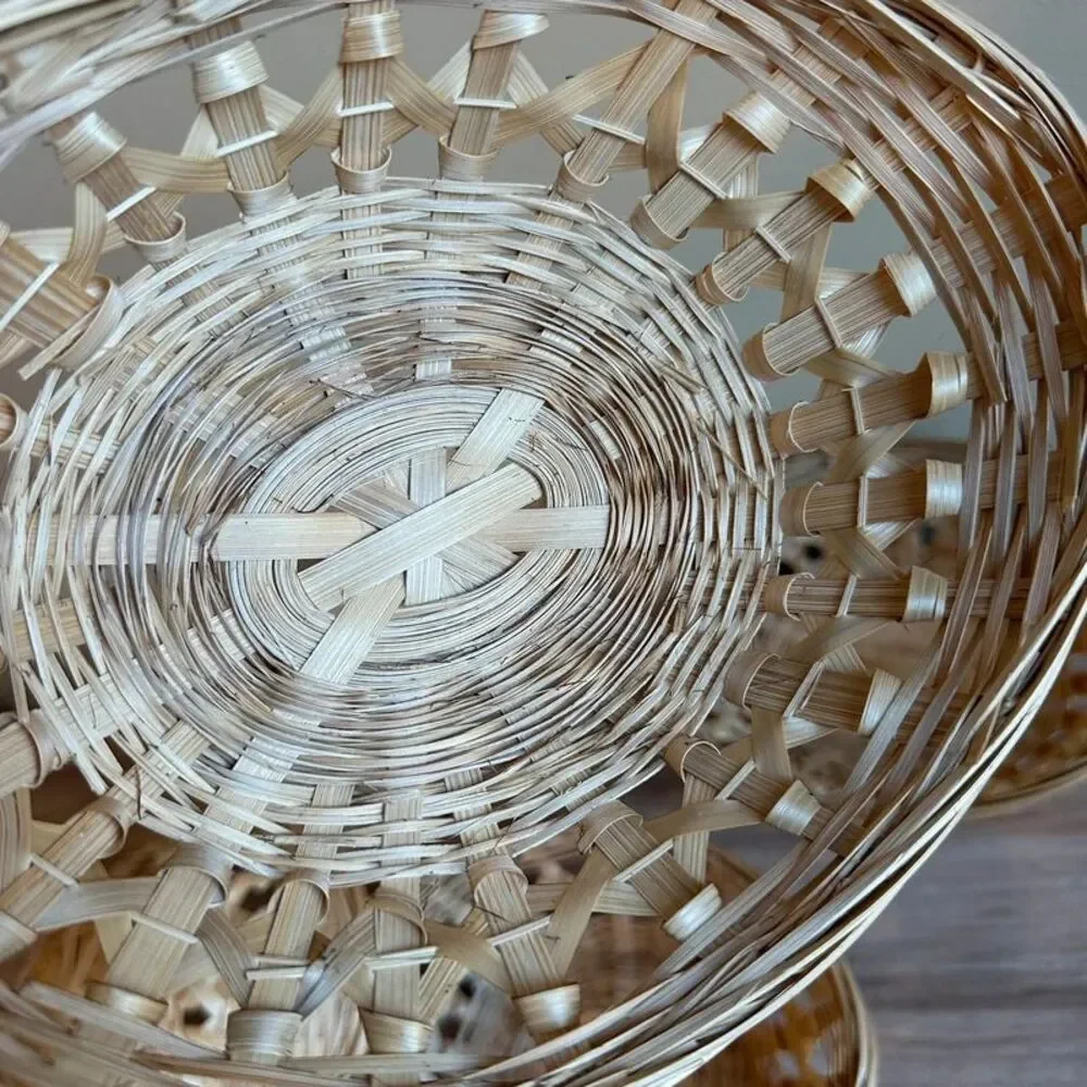 Antiquewise 5 Bamboo Oval Gift Baskets Thanksgiving Holiday decor gift
